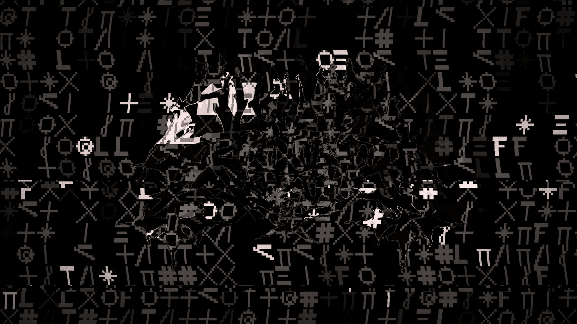 Abstract cipher glyphs on a black background, evoking encrypted text.