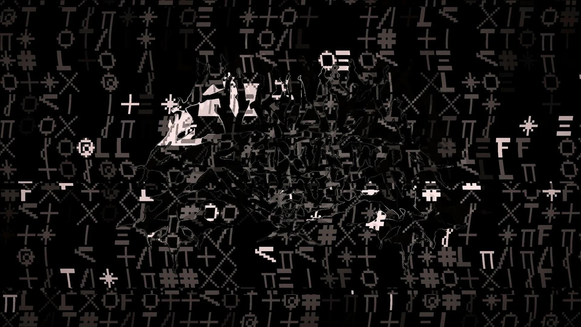 Abstract cipher glyphs on a black background, evoking encrypted text.